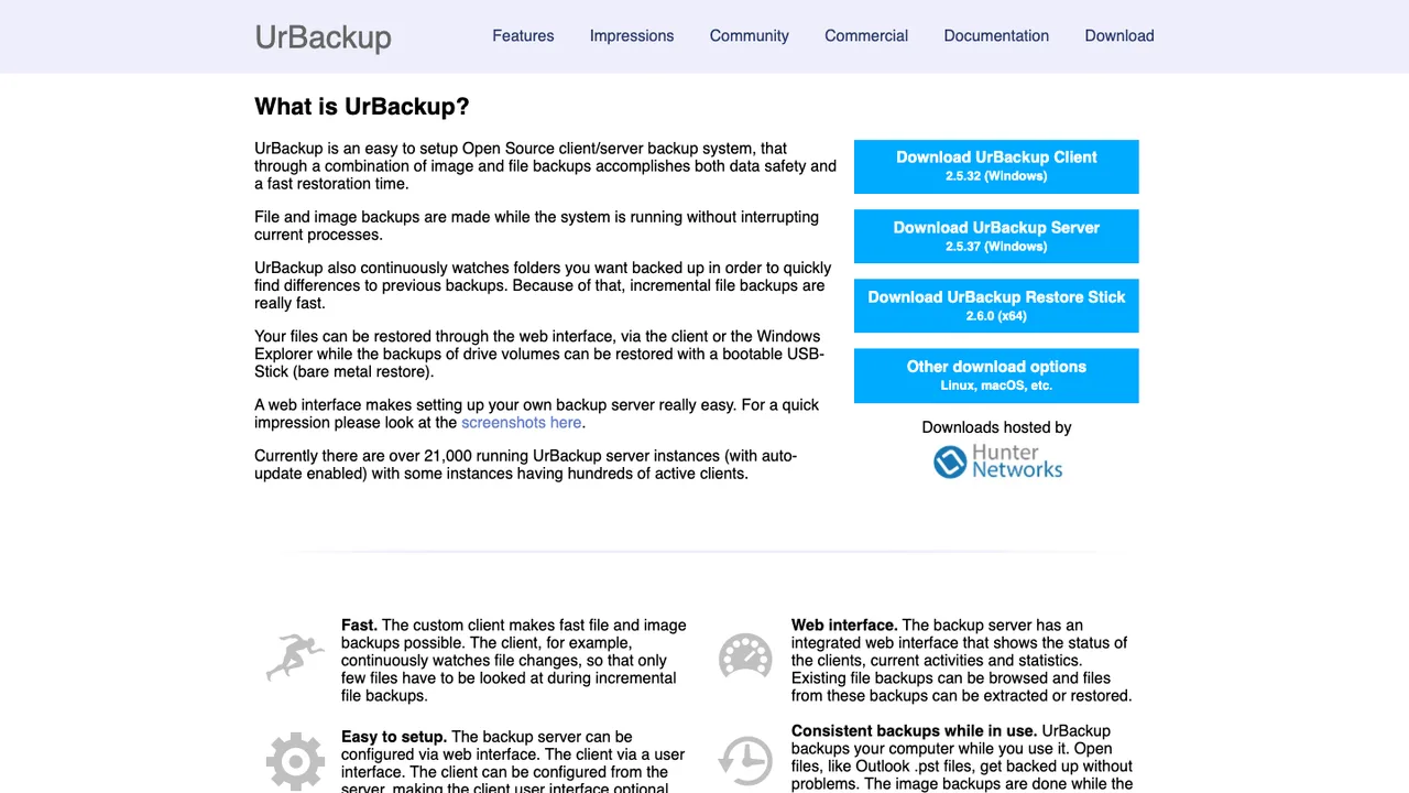 UrBackup screenshot